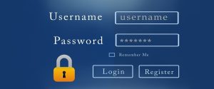 Log in screen with username and password fields