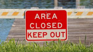Sign: Area closed. Keep out