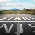 A road with START and FINISH painted on it.