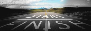 A road with START and FINISH painted on it.