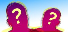 two heads with question marks over them