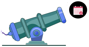 Cannon pointed at a calendar