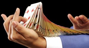 Cards being shuffled in an unusual way