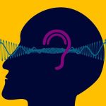 Silhouette of man with waves coming out of ears