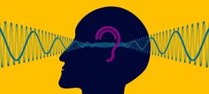 Silhouette of man with waves coming out of ears