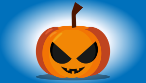 Cartoon pumpkin carved as for halloween