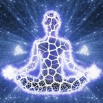Silhouette in traditional meditation pose