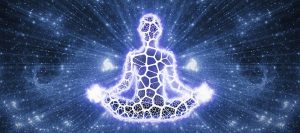 Silhouette in traditional meditation pose