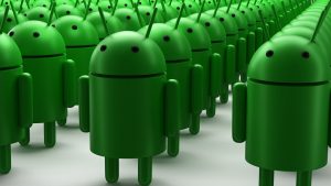 Army of little green android robots