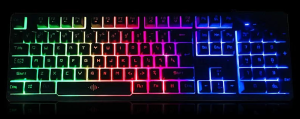 Keyboard with colored LED lights behind the keys.