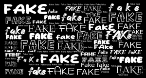 The word FAKE repeated over and over again