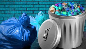 Garbage collection in Java - image of garbage bags and bin