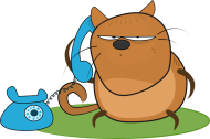Robocall design blunder - cartoon of surly cat on a phone call