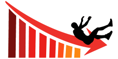 Shocking statistics about student failure - silhouette of falling man on a downward curved arrow
