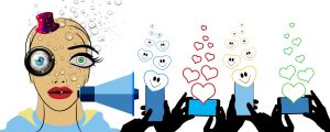 Virtual influencer - cartoon drawing of a social media influencer